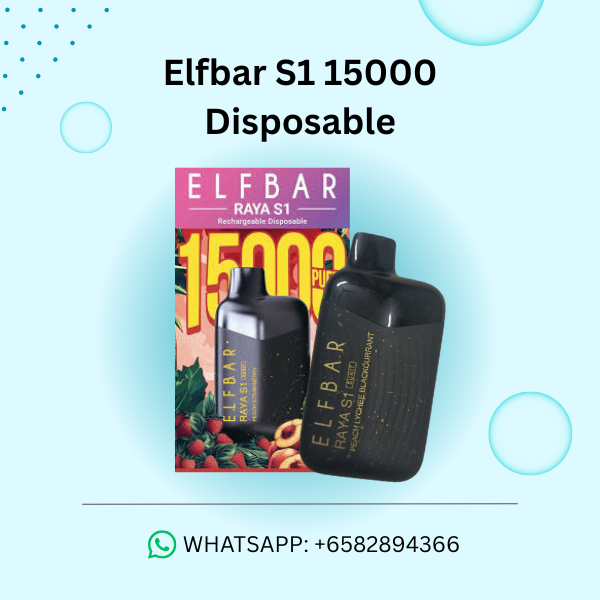 Elfbar Raya S1 15000 Puffs Disposable Vape device showing LED screen