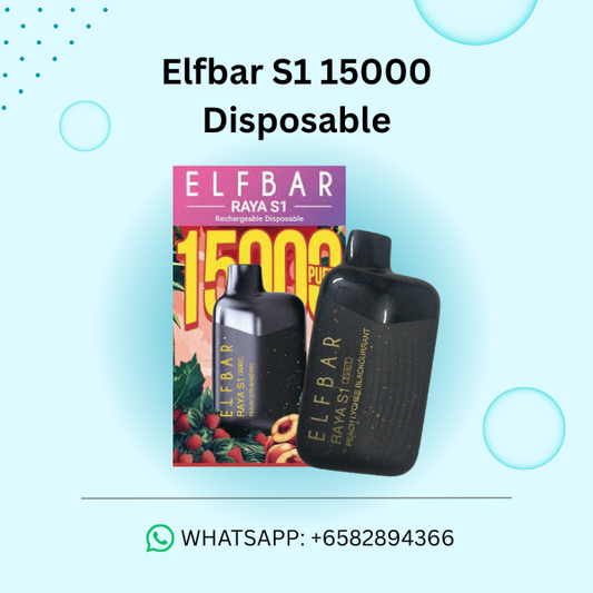 Elfbar Raya S1 15000 Puffs Disposable Vape device showing LED screen