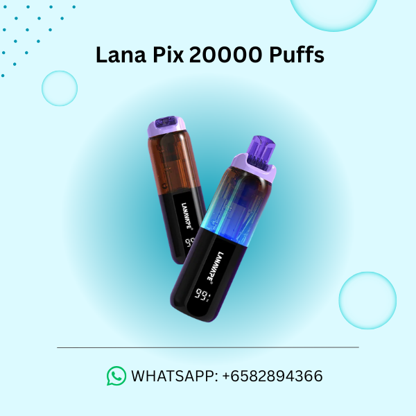 Black and purple LANA Pix 20000 Puffs rechargeable disposable vape devices